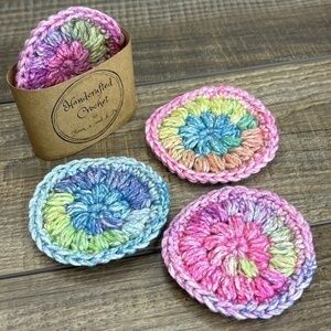 Handcrafted Crochet Scrubbies Face Round Makeup Remover Set Cotton Yarn